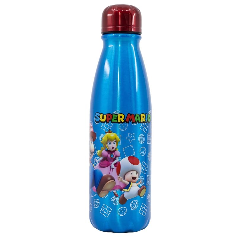 Stor aluminijska boca za vodu Super Mario Bros za djecu, 600 ml, višekratna, sa sigurnim otvorom za piće i poklopcem koji ne propušta, za školu