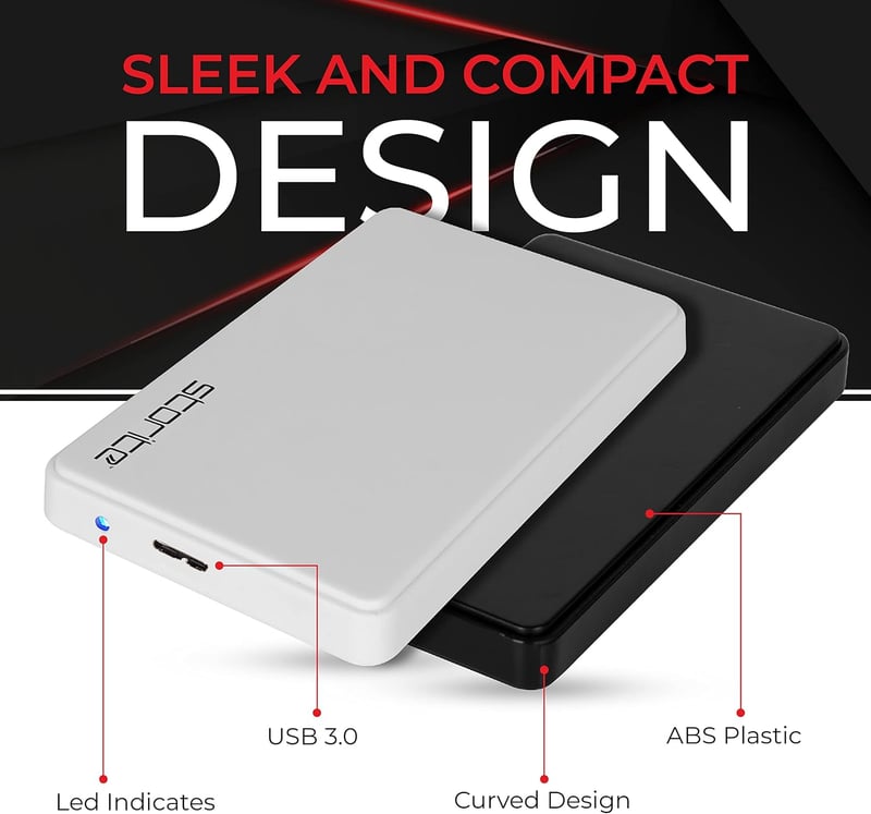 Storite 500GB külső merevlemez USB 3.0 hordozható HDD biztonsági mentéshez - 500 GB, White