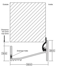 Profil prag din aluminiu Stormguard 04SR0060914A pentru ușă cu deschidere spre exterior, 914 mm 3