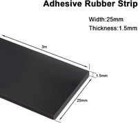 Storystore Öntapadós Neoprén Gumiszalag 25mm×1,5mm×3m - Fekete Tömítőprofil Szigeteléshez, Rezgéscsillapításhoz, Padlóvédelemhez, Csúszásgát 2