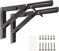 Storystore összecsukható konzol 300mm 80kg terhelhetőség fém tartó 2db - 12in/30cm, Black 1