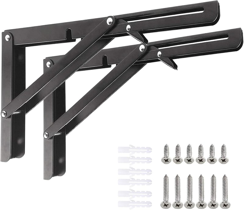 Storystore összecsukható konzol 300mm 80kg terhelhetőség fém tartó 2db - 12in/30cm, Black