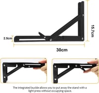 Storystore összecsukható konzol 300mm 80kg terhelhetőség fém tartó 2db - 12in/30cm, Black 3