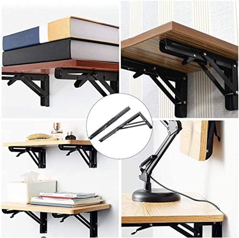 Storystore összecsukható konzol 300mm 80kg terhelhetőség fém tartó 2db - 12in/30cm, Black