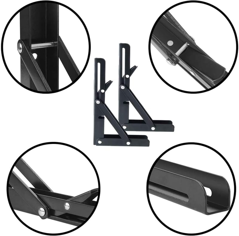 Storystore összecsukható konzol 300mm 80kg terhelhetőség fém tartó 2db - 12in/30cm, Black