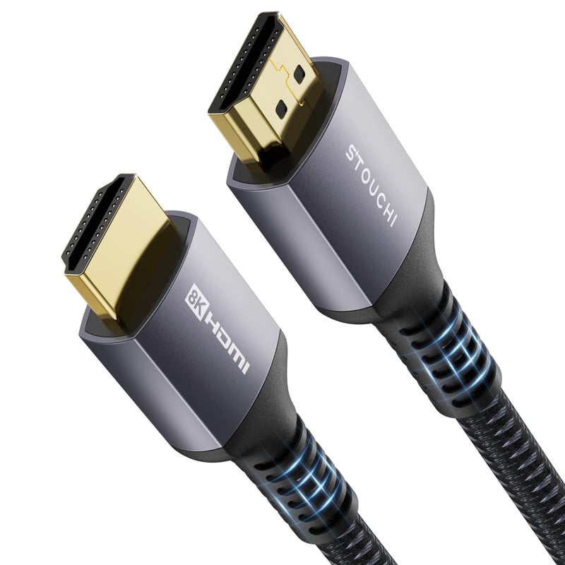 Cablu Stouchi HDMI 2.1 de 2,5 m, 8K 48 Gbit/s - 8K60Hz 4K120Hz 144Hz 165Hz eARC HDR10 HDCP 2.2 2.3 Dolby DSC - Compatibil PS5, Xbox, TV