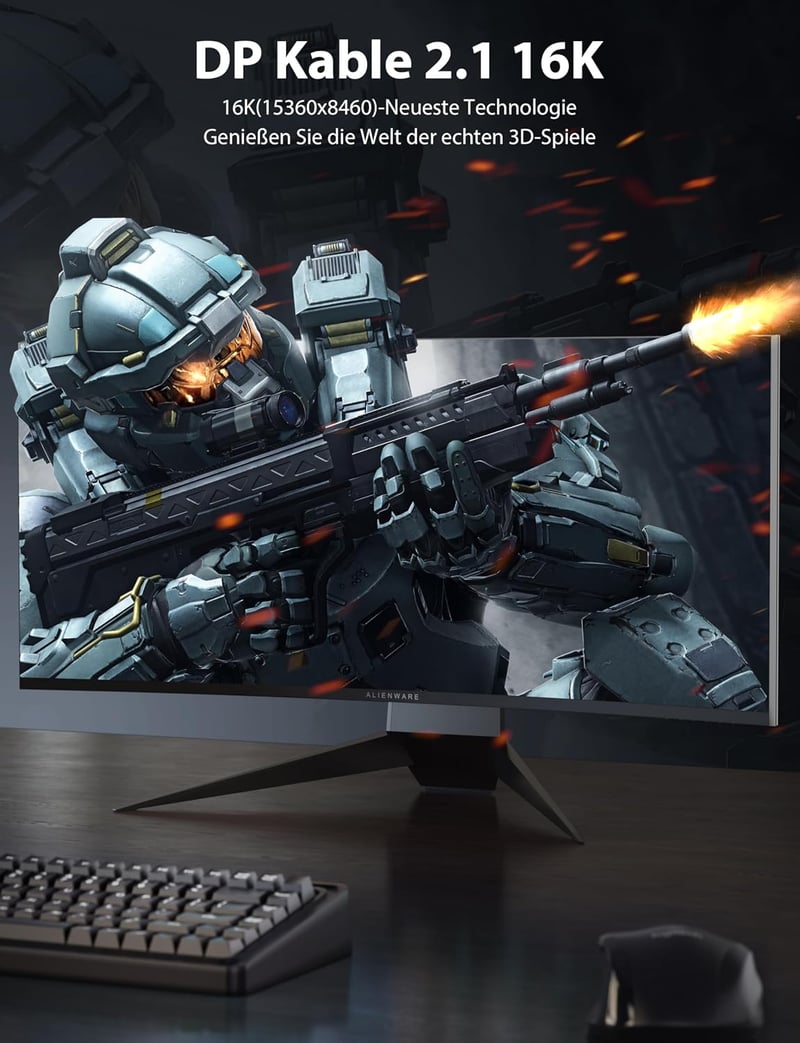 Stouchi 2.5m DisplayPort 2.1 kábel 8K@120Hz 4K@240Hz 165Hz gaming monitor