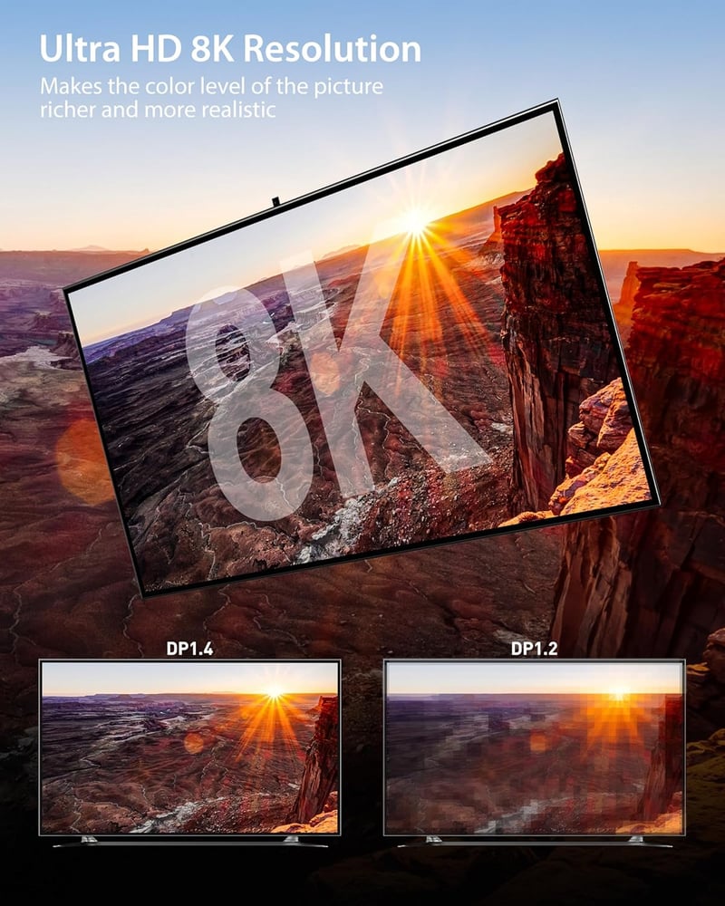 Stouchi DisplayPort 1.4 kábel 1.2m 8K 240Hz gaming monitor