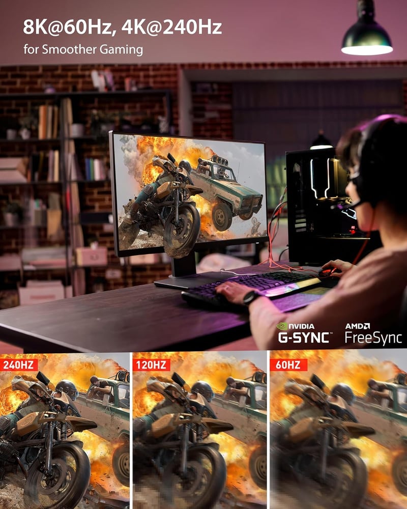 Stouchi DisplayPort 1.4 kábel 1.2m 8K 240Hz gaming monitor
