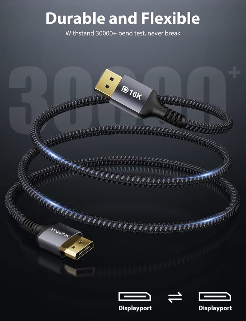 Stouchi DisplayPort 2.1 kábel 16K 80Gbps HDR HDCP 2.2 1m