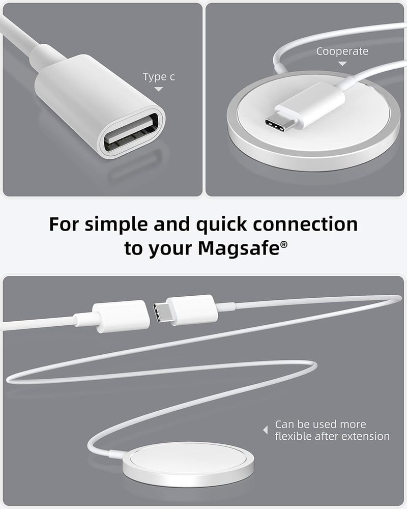 Stouchi USB-C hosszabbító kábel MagSafe töltőhöz iPhone 16/15/14/13 1m fehér