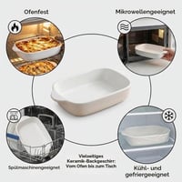 Sada keramických zapekacích mís STOUCLA, 2 ks obdĺžnikových foriem na lasagne s úchytkami, 600 ml, biele, odolné proti poškriabaniu, vhodné na zapekanie a tiramisu, vhodné do umývačky riadu 4