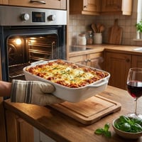 Sada keramických zapekacích mís STOUCLA, 2 ks obdĺžnikových foriem na lasagne s úchytkami, 600 ml, biele, odolné proti poškriabaniu, vhodné na zapekanie a tiramisu, vhodné do umývačky riadu 6