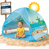 Pop-up plážový stan pre deti a bábätká Strandknirpse s UV 50+ ochranou – vetrolam, prenosný, s kolíkmi 1