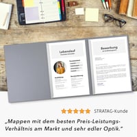 Stratag 3 db Háromrészes Álláskeresési Mappa Szürke 2 Csíptetőléccel Bőrszerű Textúrával és Borítékokkal 6