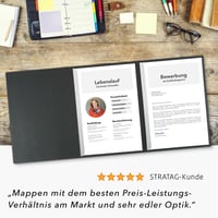 Sada 3 ks dosiek na hľadanie zamestnania STRATAG v čiernom prevedení so vzhľadom kože, 2 klipy, A4, 3 ks 6