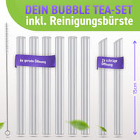 Paie din sticlă pentru Bubble Tea STRAWGRACE, 15 cm, diametru interior 11 mm, 2 bucăți, cu capăt tăiat oblic, paie reutilizabile scurte din sticlă 4