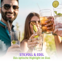 Sada sklenených slamiek STRAWGRACE 18 ks – 9 ks dlhých (21,5 cm) a 9 ks krátkych (15 cm), vnútorný priemer 7 mm, vonkajší priemer 10 mm, opakovane použiteľné 7