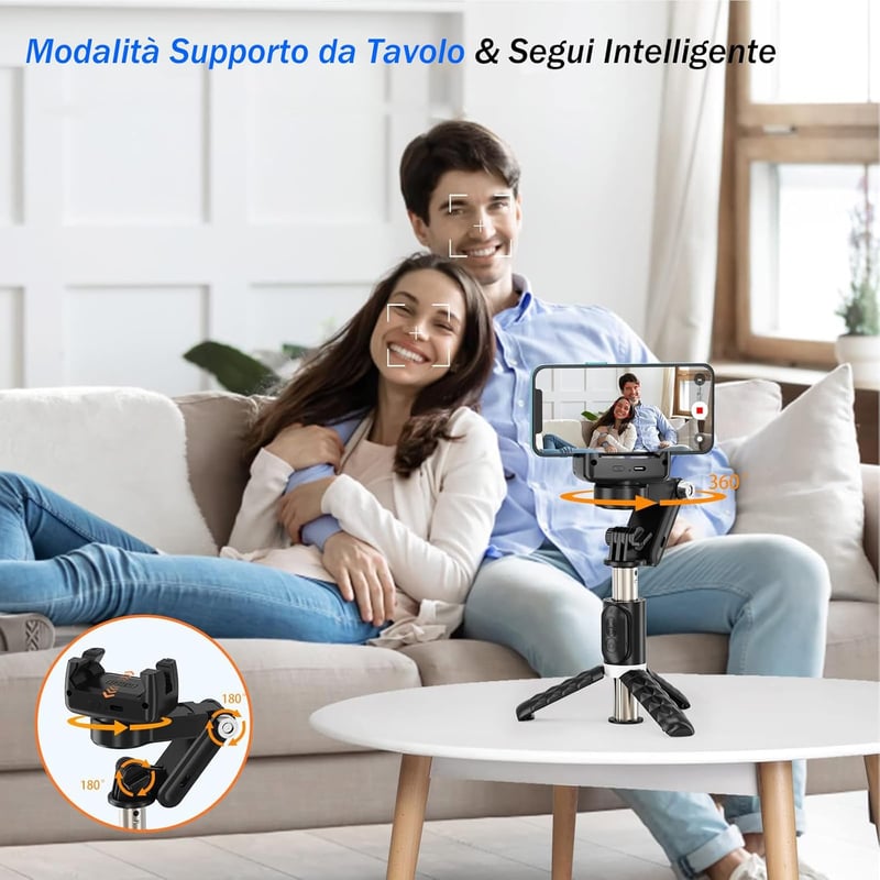 STRBDYI Smartphone Gimbal Stabilizátor Bluetooth Távirányítóval Vlogging YouTube-hoz