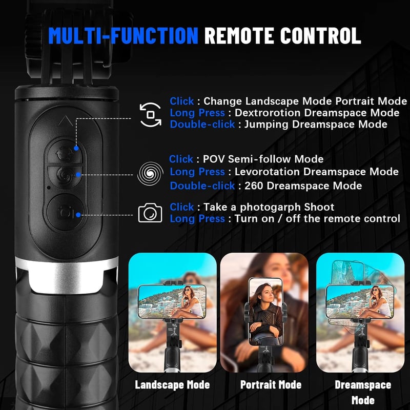STRBDYI Smartphone Gimbal Stabilizátor Bluetooth Távirányítóval Vlogging YouTube-hoz