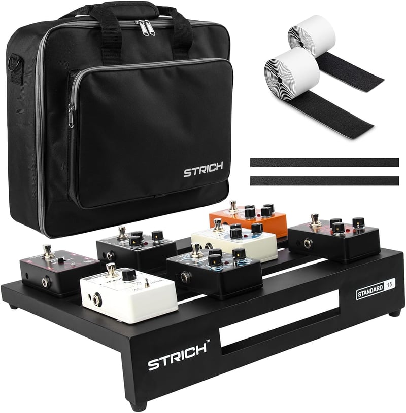 STRICH Alumínium Gitár Pedálboard 38x30cm Könnyű Hordtáskával Standard 15