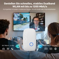 Wi-Fi opakovač STRONG AC1200 do zásuvky, dvojpásmový, WPS, LAN port 2
