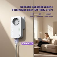 Sada Powerline adaptérov STRONG AV600 Mbit/s so zásuvkou – 2 ks, Plug & Play, HomePlug AV2, 100 Mbit/s LAN, režim úspory energie, pre TV, PC a iné 4
