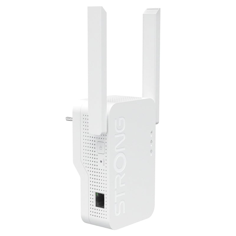 Wi-Fi 6 zosilňovač signálu STRONG AX3000 do zásuvky – dvojpásmový opakovač s 2 externými anténami