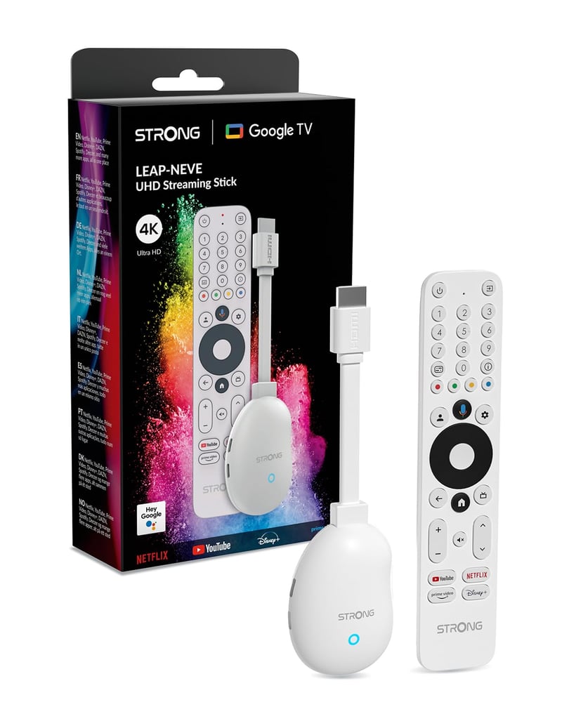 STRONG Leap-Neve 4K UHD Streaming Stick Google TV, Android 12, port Ethernet, media player smart TV