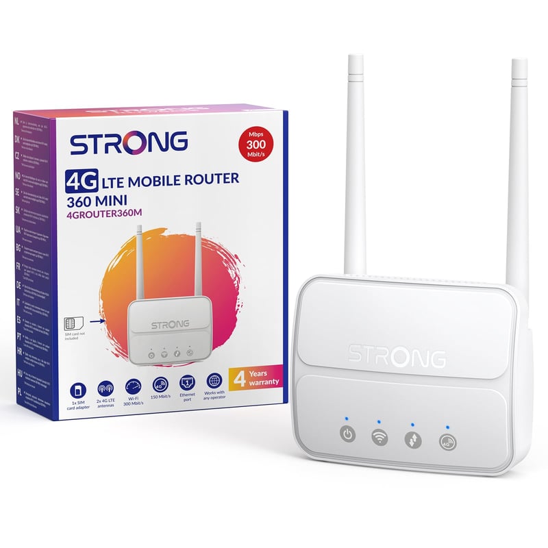 WiFi router STRONG N300 4G LTE so SIM kartou, Cat4 150 Mbit/s, 32 zariadení, USB 3.0