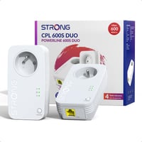 Sada napájacích adaptérov Strong Powerline AV600 CPL, 2 ks, 100 Mbps ethernetový port, vstavaná zásuvka, Plug & Play, kompatibilné s TV/PC, perleťová 1