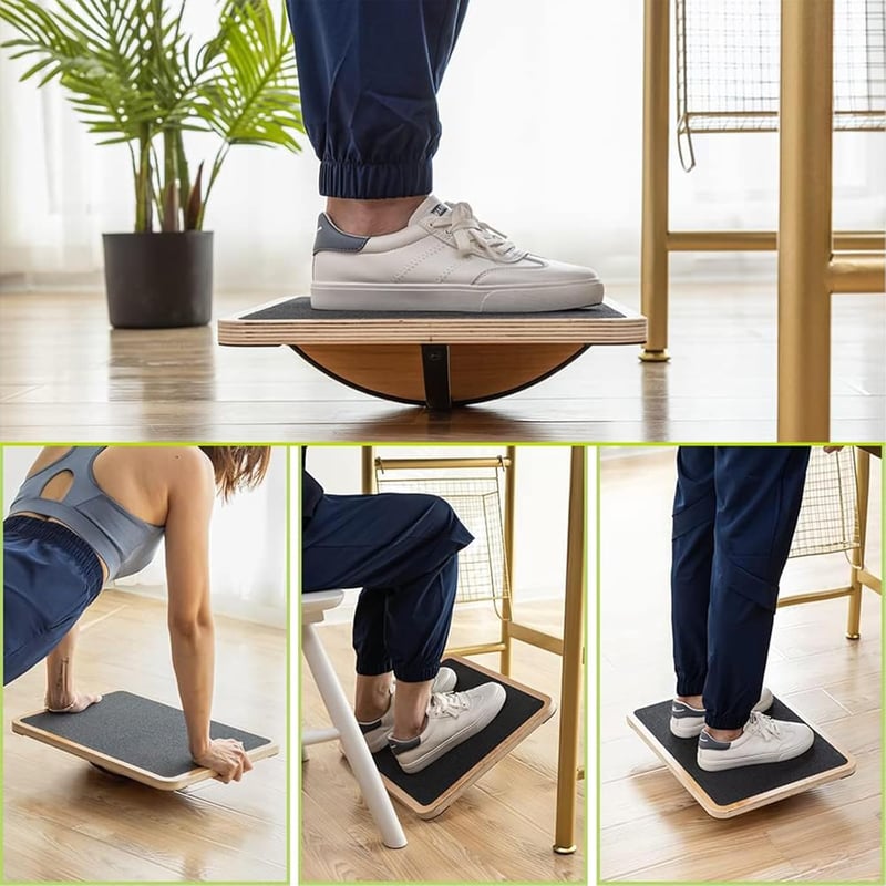 StrongTek Professzionális Fa Egyensúlyozó Deszka, Arany, Íróasztal Alatti Billenő Torna Eszköz, Csúszásgátló, Core Erősítő, Irodai Fitness