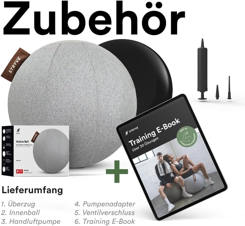 STRYVE Gimnasztikai Labda 65-70 cm Pumpával, Ülőlabda Csúszásmentes Felülettel 150 kg Terhelhetőséggel