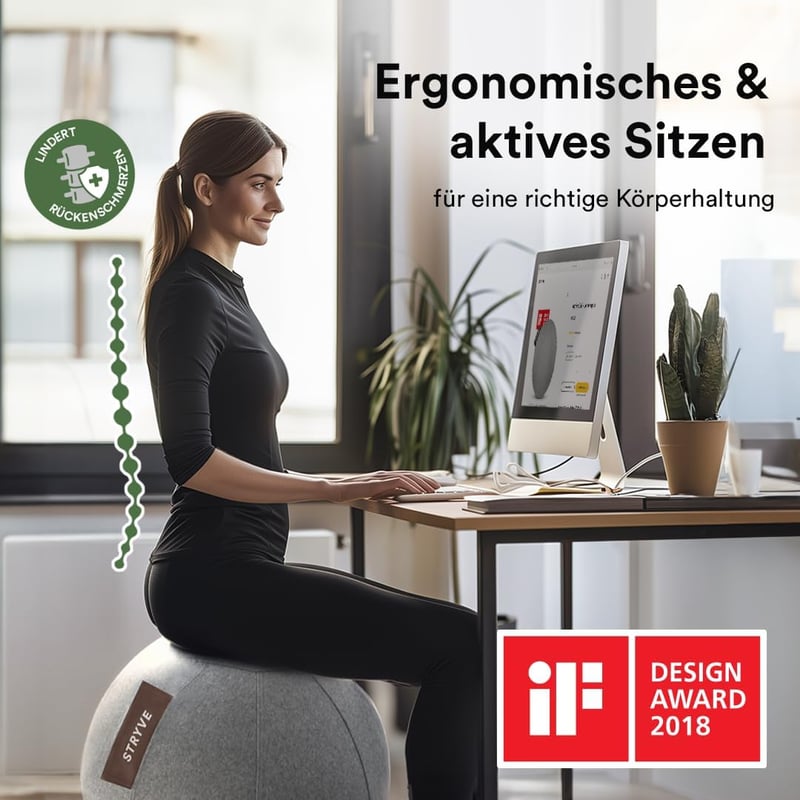 STRYVE Gimnasztikai Labda 65-70 cm Pumpával, Ülőlabda Csúszásmentes Felülettel 150 kg Terhelhetőséggel