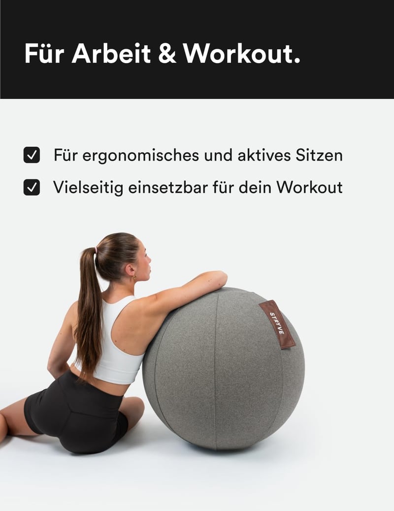 STRYVE Gimnasztikai Labda 65-70 cm Pumpával, Ülőlabda Csúszásmentes Felülettel 150 kg Terhelhetőséggel