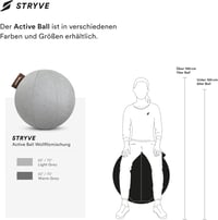 STRYVE Gimnasztikai Labda 65-70 cm Pumpával, Ülőlabda Csúszásmentes Felülettel 150 kg Terhelhetőséggel 7