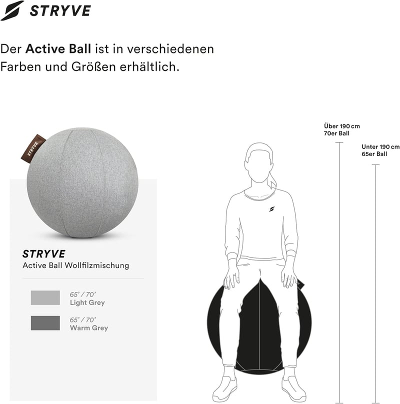 STRYVE Gimnasztikai Labda 65-70 cm Pumpával, Ülőlabda Csúszásmentes Felülettel 150 kg Terhelhetőséggel