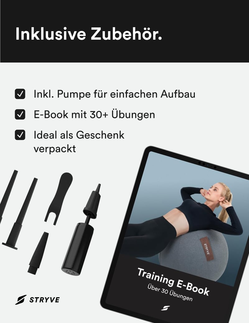 STRYVE Gimnasztikai Labda 65-70 cm Pumpával, Ülőlabda Csúszásmentes Felülettel 150 kg Terhelhetőséggel