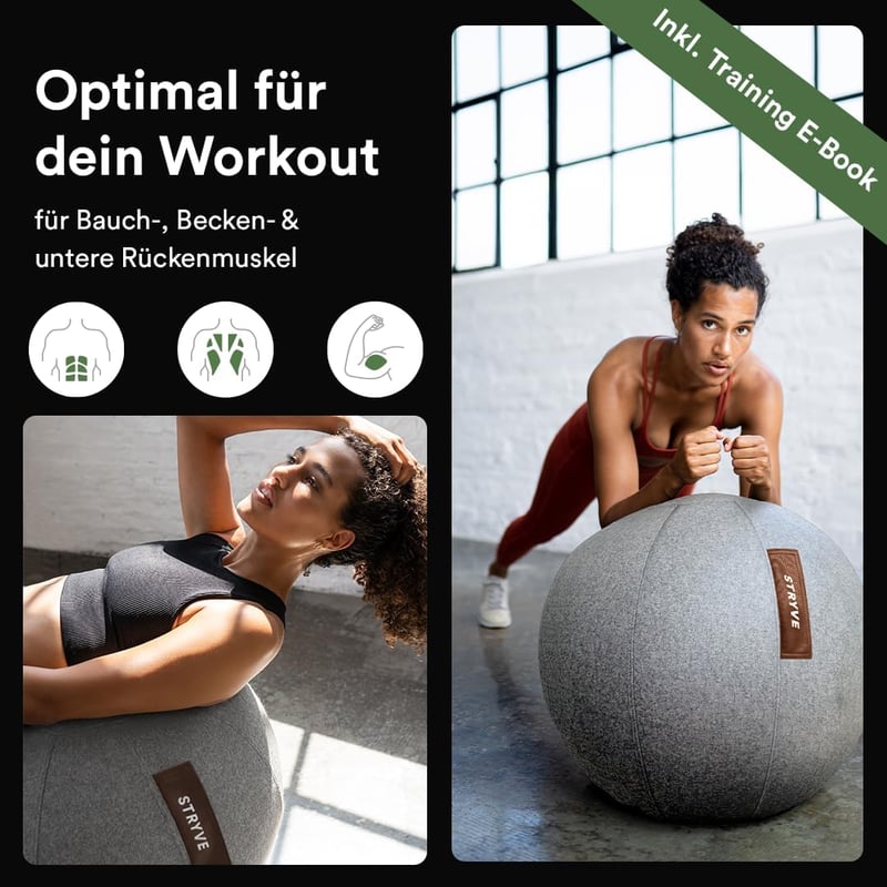 STRYVE Gimnasztikai Labda 65-70 cm Pumpával, Ülőlabda Csúszásmentes Felülettel 150 kg Terhelhetőséggel