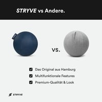 Minge ergonomică de șezut STRYVE 65 cm - Piele ecologică Royal Blue, husă lavabilă, cu protecție anti-rostogolire, pompă de aer inclusă, capacitate 150 kg, minge de gimnastică pentru birou 7