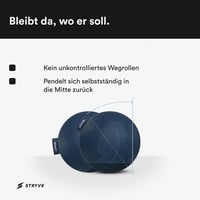Minge ergonomică de șezut STRYVE 65 cm - Piele ecologică Royal Blue, husă lavabilă, cu protecție anti-rostogolire, pompă de aer inclusă, capacitate 150 kg, minge de gimnastică pentru birou 3
