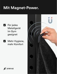 Stryve Towell+Pro Sportmagnetikus Törülköző 105x42,5cm Fitness Jóga Edzőterem Fekete 3
