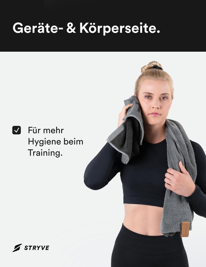 Stryve Towell+Pro Sportpamut Fitness Törülköző Mágnessel 105x42,5cm Szürke - Gray