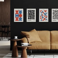 Studio Moien Bauhaus Modern Poszter Szett - 4 db A3 Művészeti Nyomat Kék, Piros, Fekete, Fehér és Bézs Színekben - Múzeumi Minőségű Faldekor 1