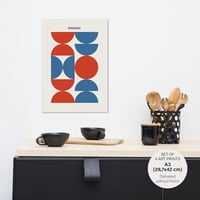 Studio Moien Bauhaus Modern Poszter Szett - 4 db A3 Művészeti Nyomat Kék, Piros, Fekete, Fehér és Bézs Színekben - Múzeumi Minőségű Faldekor 6
