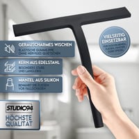 Stierka na sprchovací kút Studio94 – silikónová stierka na vodu do sprchy, kúpeľne, na obkladačky, okná a zrkadlá – čierny silikón odolný voči korózii 2