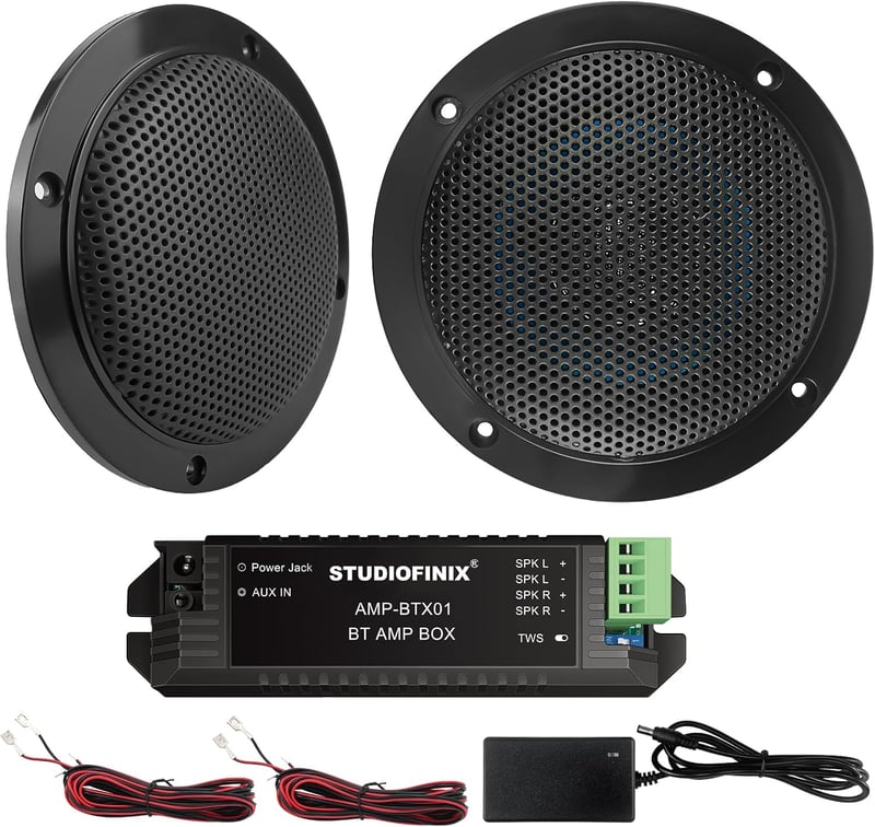 STUDIOFINIX vízálló marine Bluetooth mennyezeti hangszóró süllyesztett - 4 colos, fekete