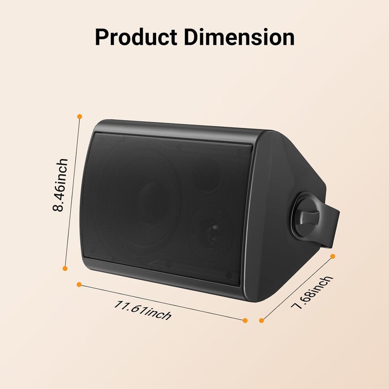 STUDIOFINIX 6.5" 400W Vízálló Bluetooth Kültéri Hangszóró Falra Szerelhető Fekete