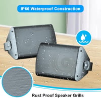 STUDIOFINIX 800W Kültéri Bluetooth Hangszóró Szett - 6,5" Vízálló Fali Hangszórók Teraszra, Kertbe, Medencéhez (4 db, Fekete) 6
