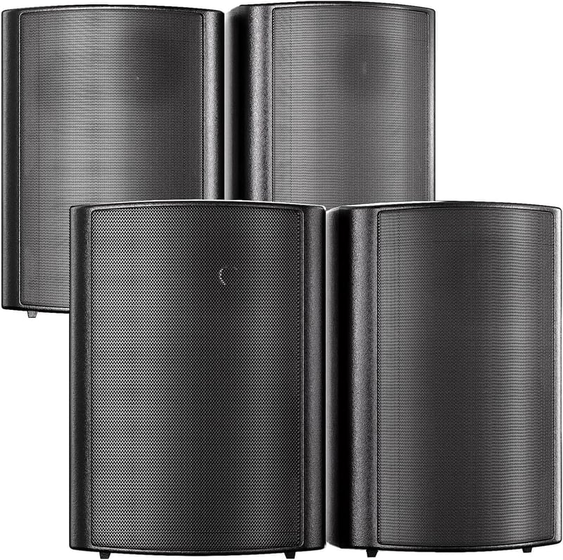 STUDIOFINIX 800W Kültéri Bluetooth Hangszóró Szett - 6,5" Vízálló Fali Hangszórók Teraszra, Kertbe, Medencéhez (4 db, Fekete)